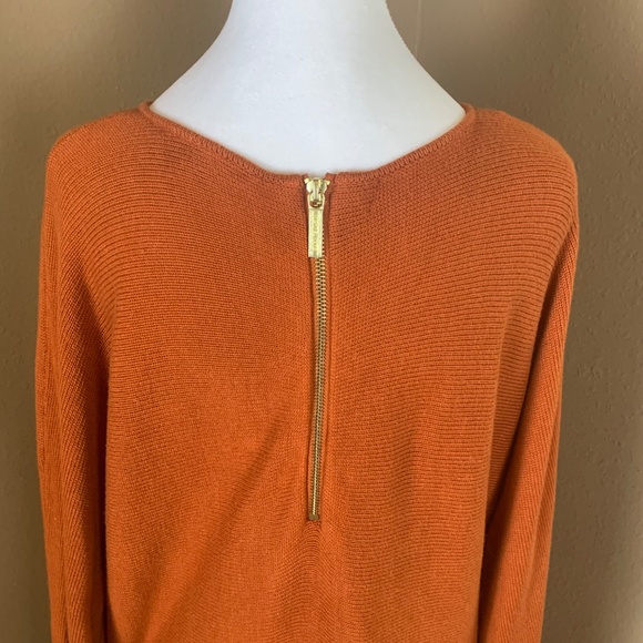 Michael Kors Burnt Orange Knit Sweater Gold Back Zipper Women’s Size Large - Picture 4 of 9